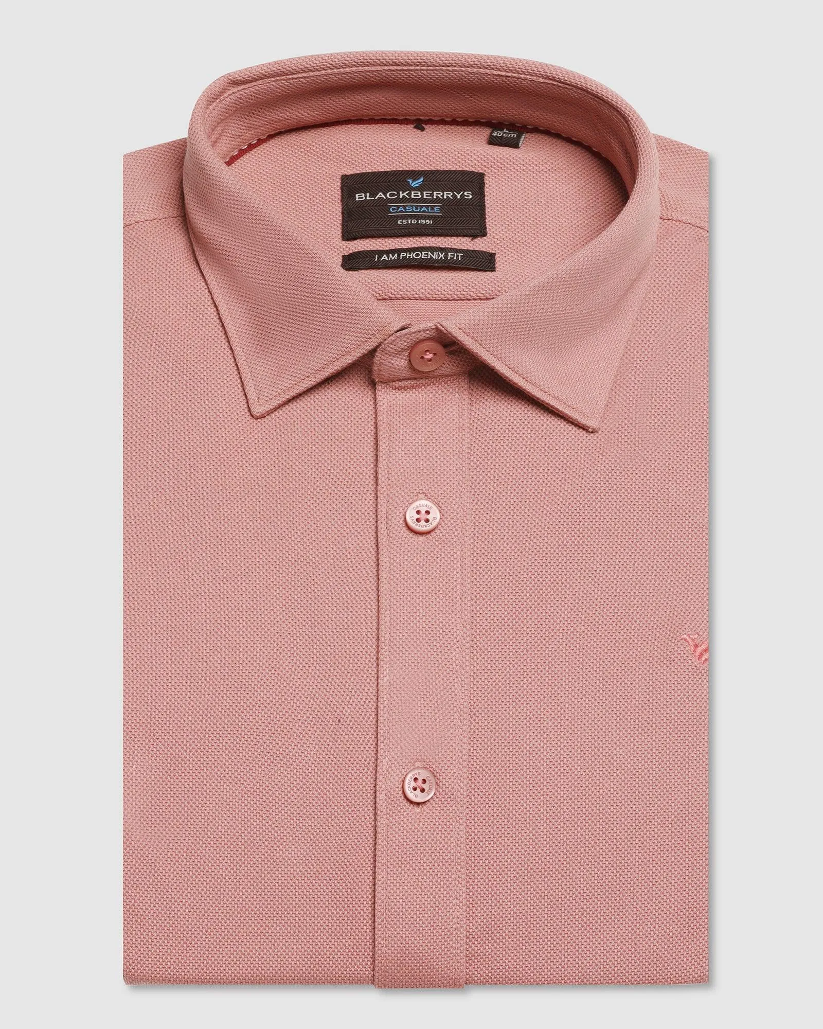 Casual Dusty Pink Solid Shirt - Pareto