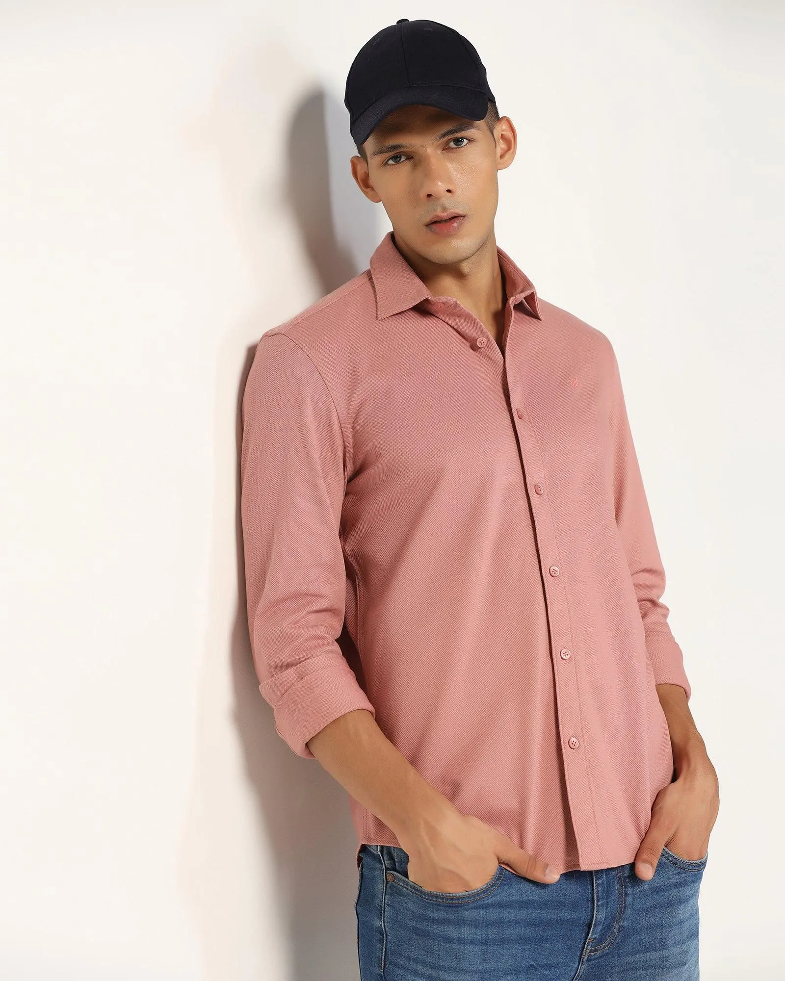 Casual Dusty Pink Solid Shirt - Pareto