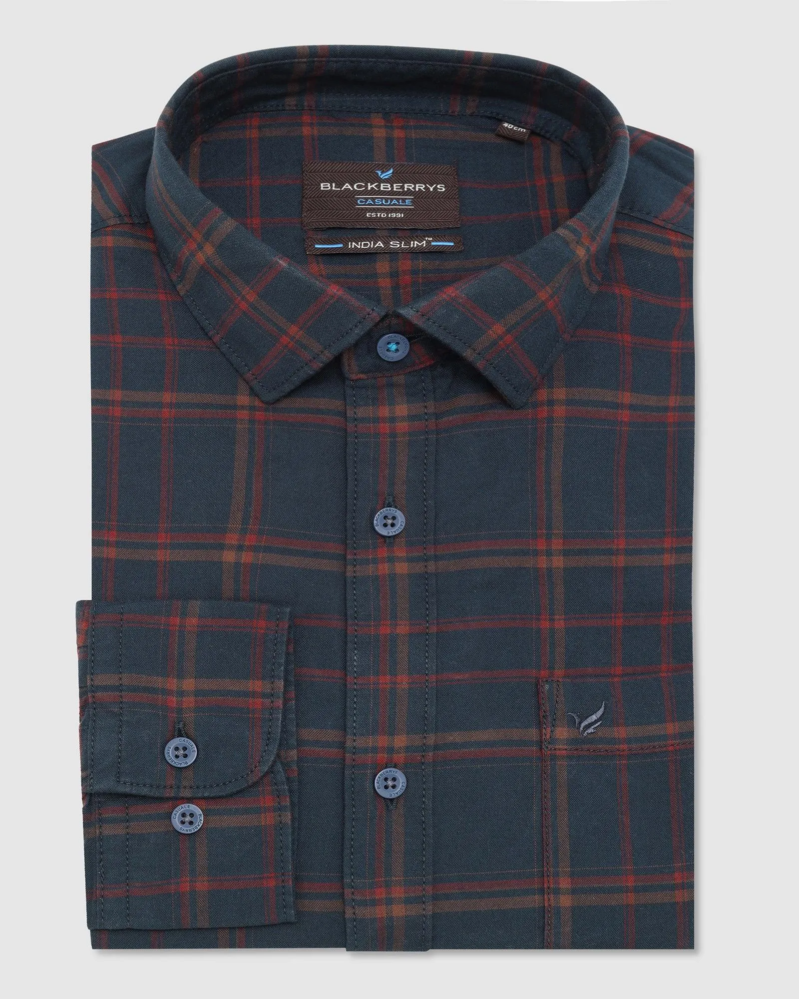 Casual Navy Check Shirt - Volta