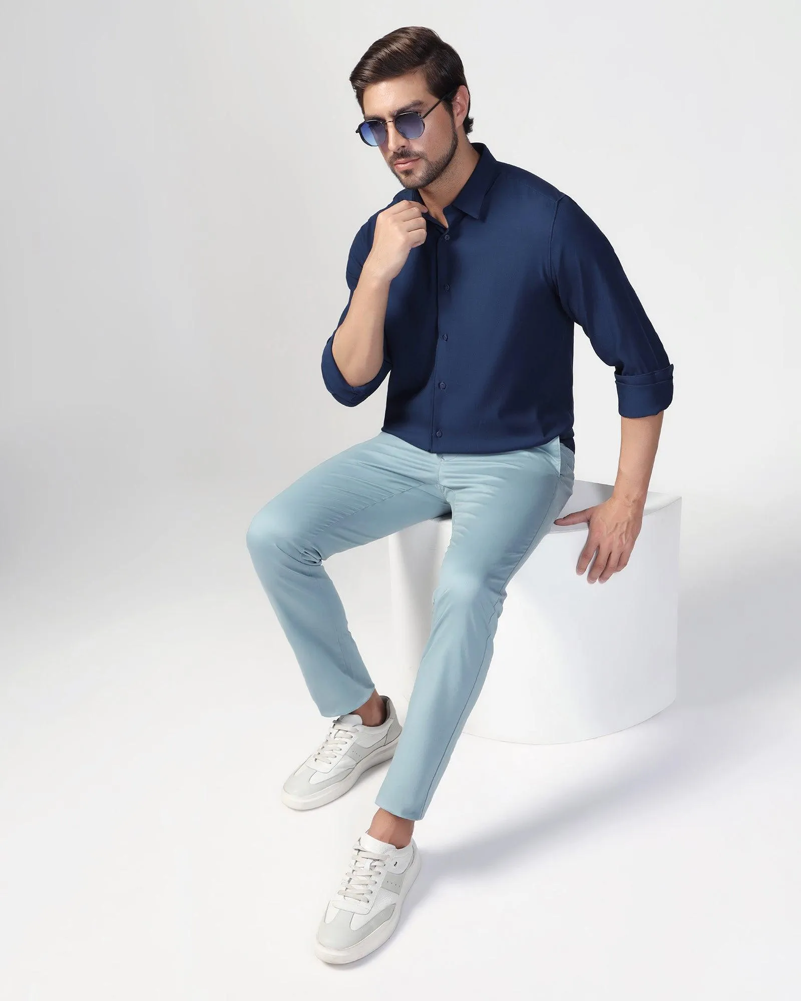 Casual Navy Solid Shirt - Gerald