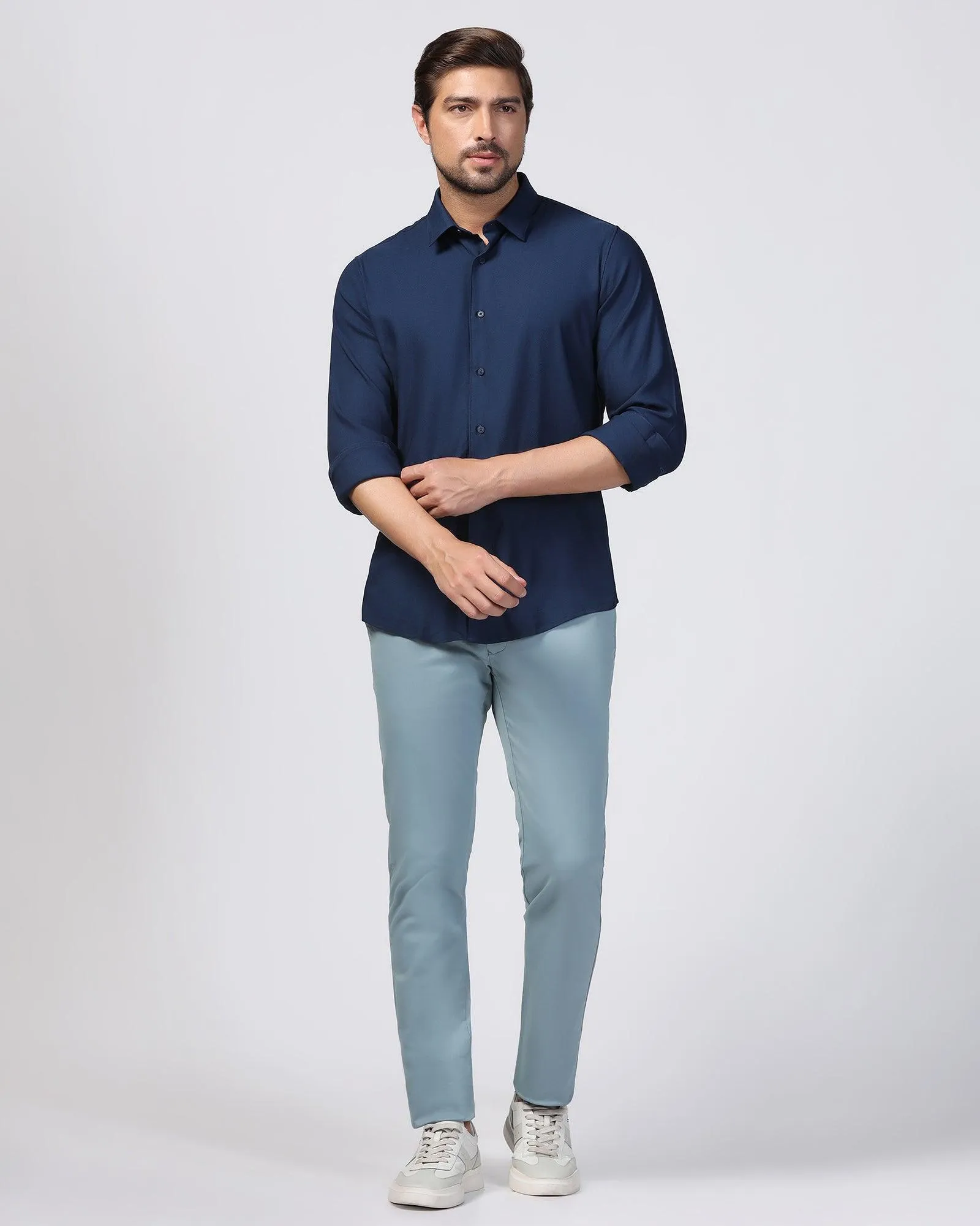 Casual Navy Solid Shirt - Gerald