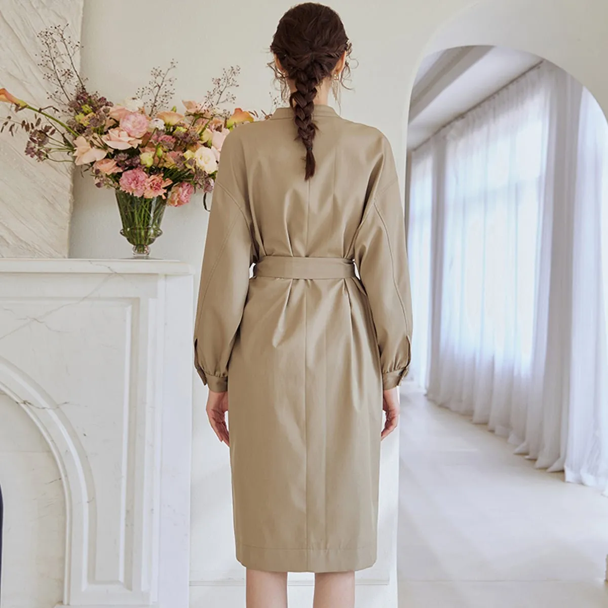 Casual Trench Khaki Dress