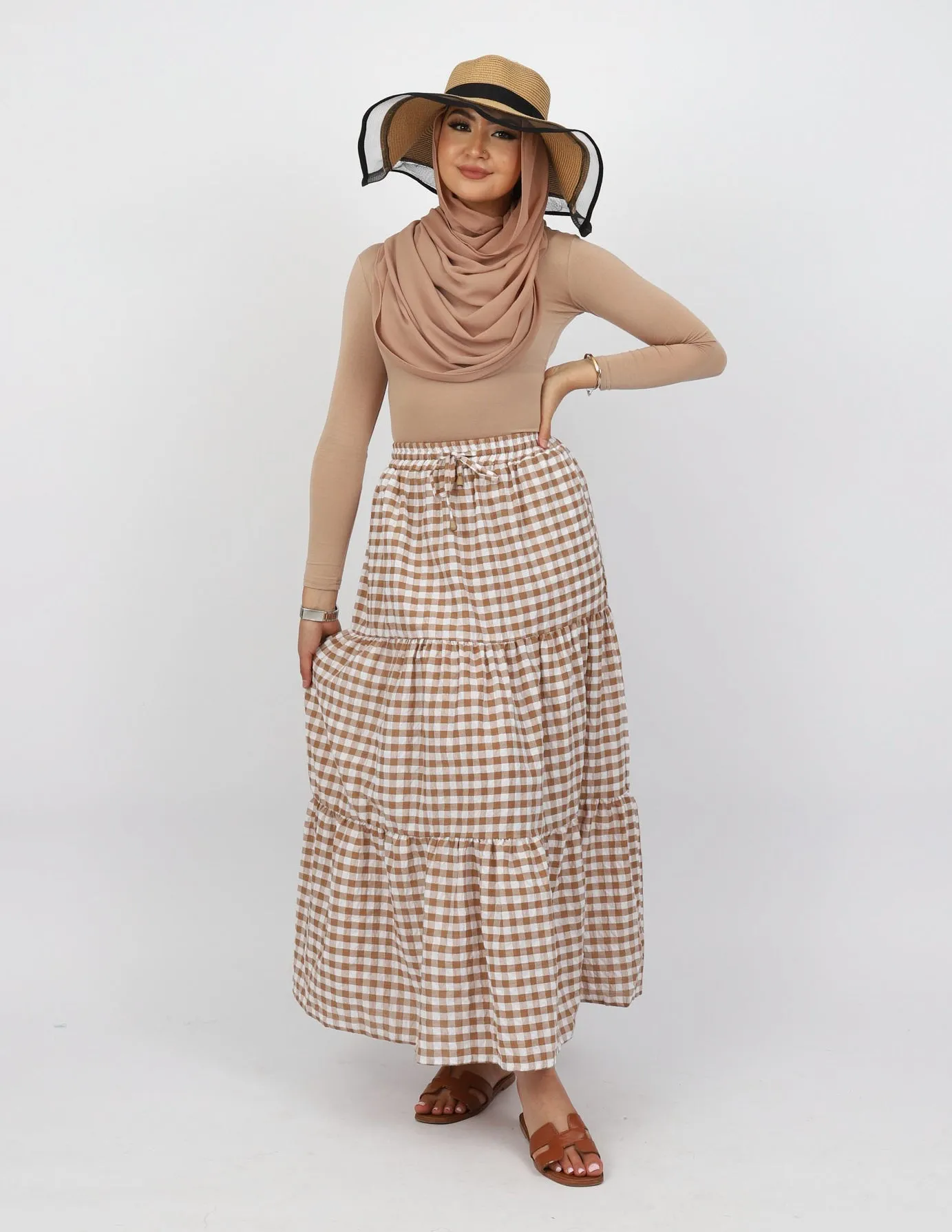 Checkered Cotton Skirt