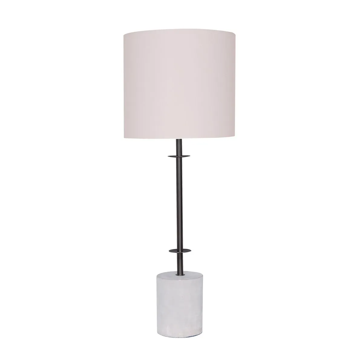 Concrete Base Metal Table Lamp, Off-White Linen Shade