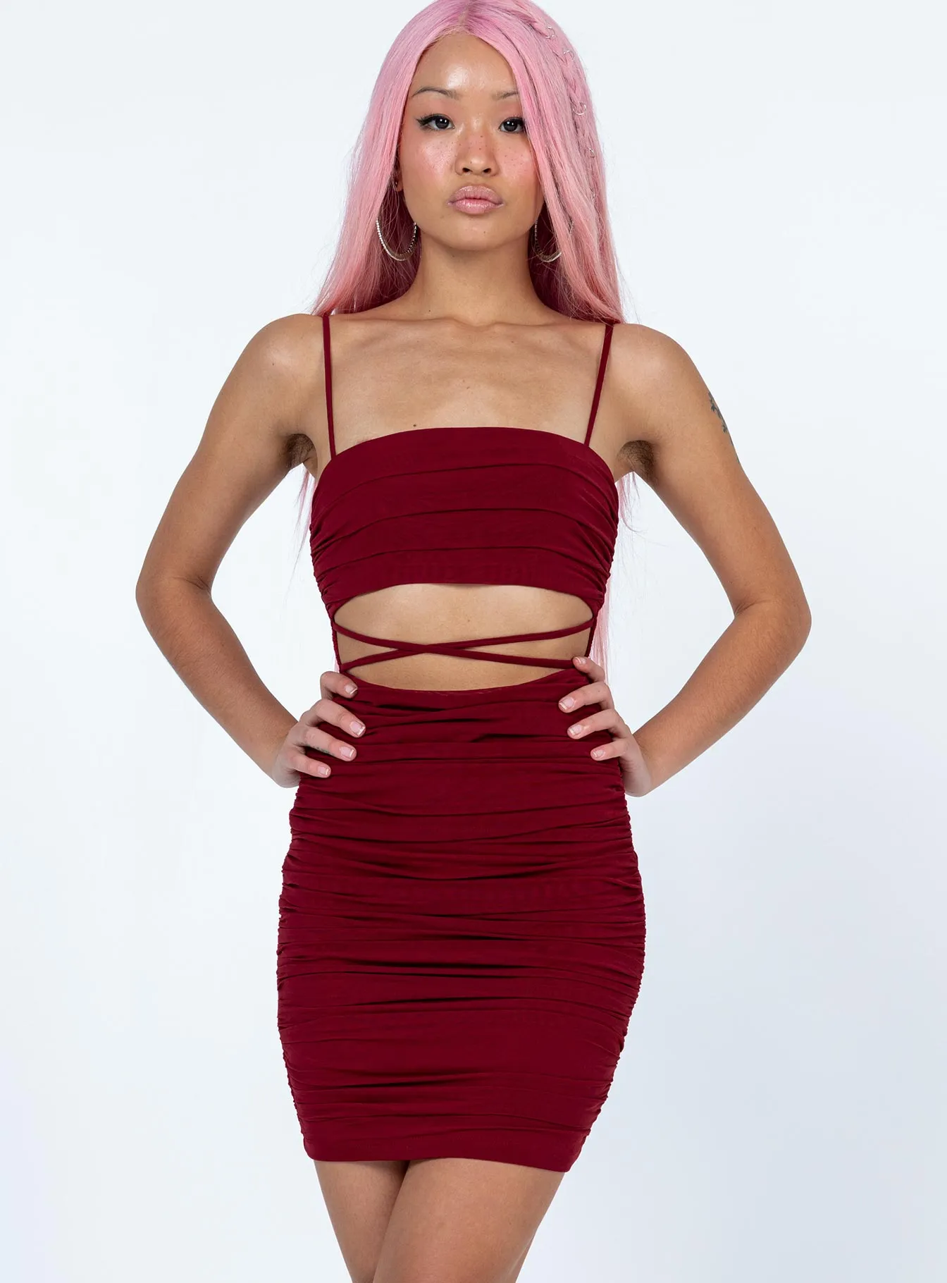 Courtney Mini Dress Burgundy