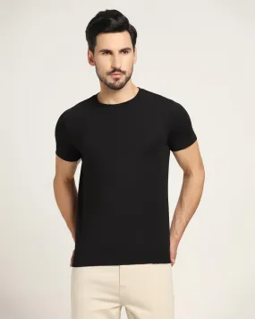 Crew Neck Black Solid T-Shirt - Holan