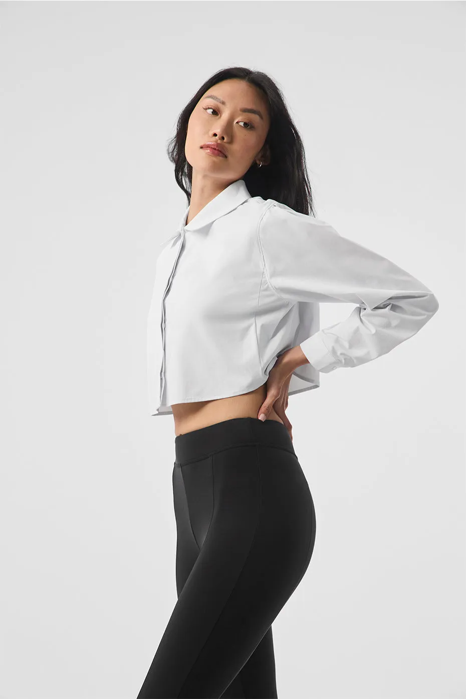 Cropped Take Me Out Button Up - White