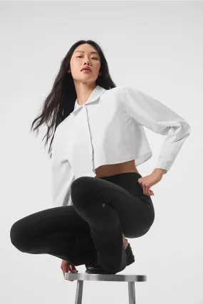 Cropped Take Me Out Button Up - White