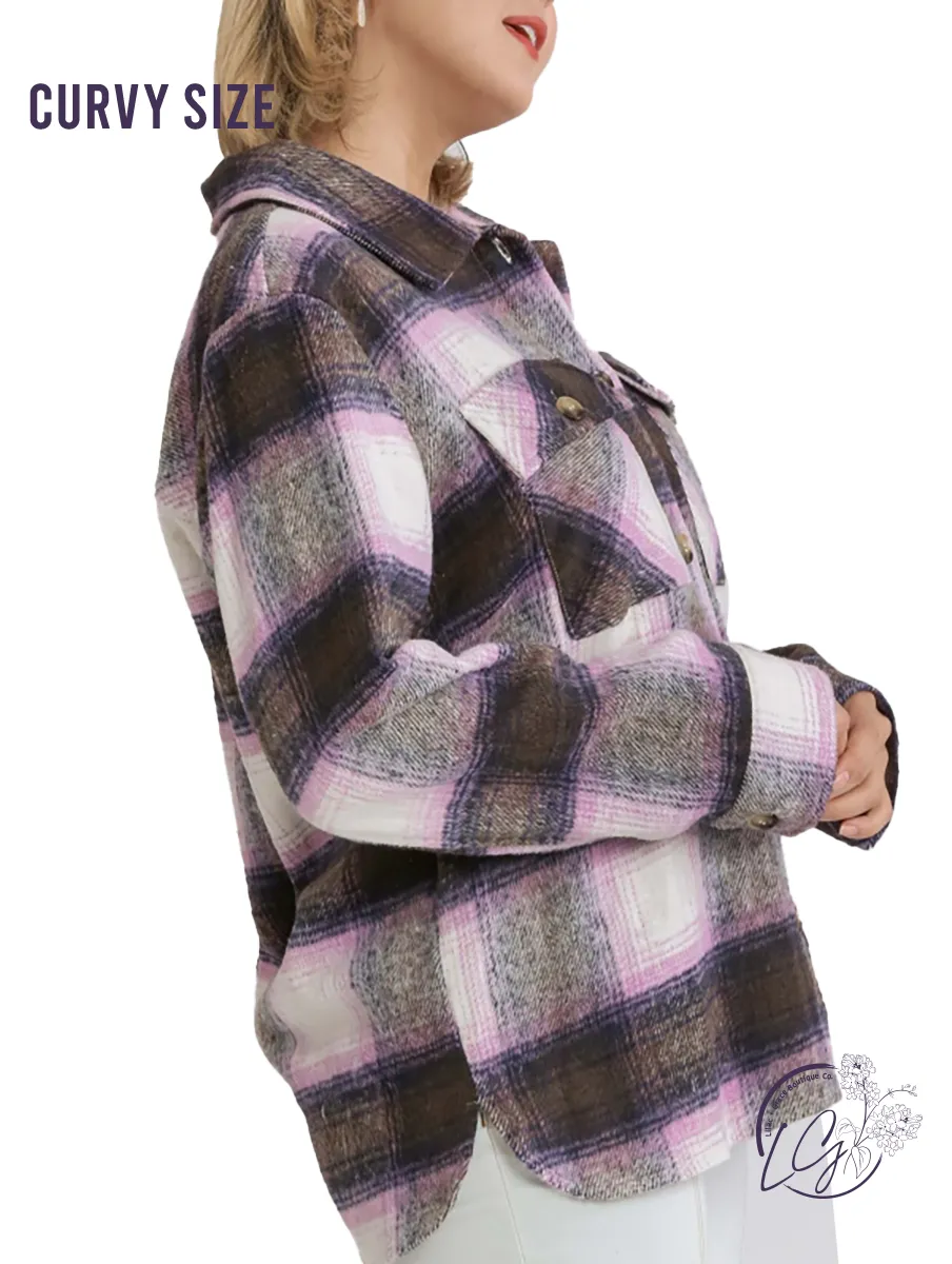 Curvy Believe in Me Plaid Shacket