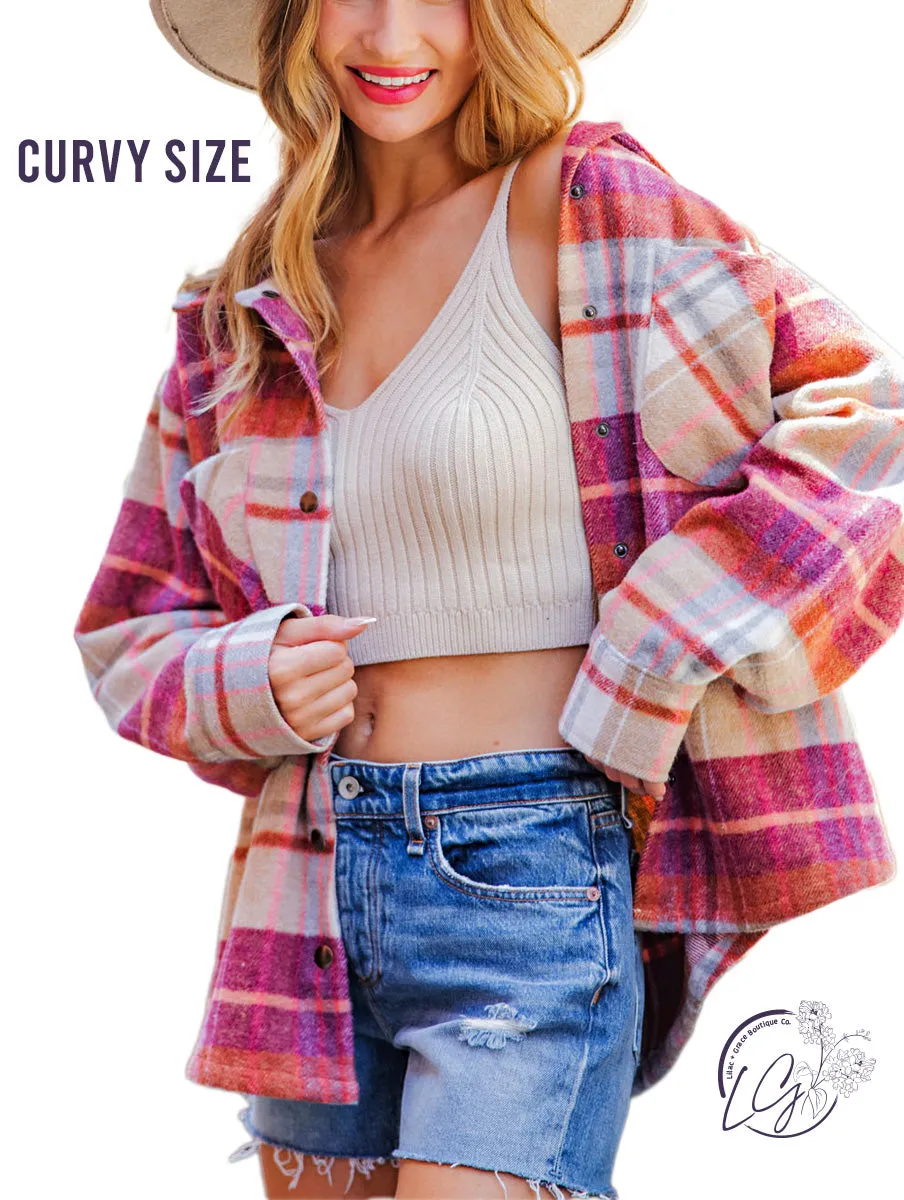 Curvy Enchanted Plaid Comfort Shacket