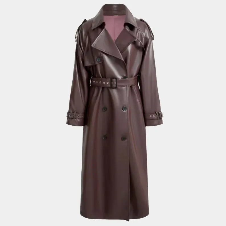 Customized Full-Length Leather Trench Coat