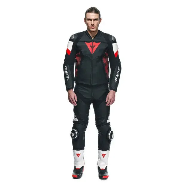 Dainese Avro 5 Leather Jacket Black / Lava Red / White