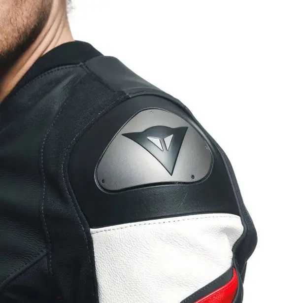 Dainese Avro 5 Leather Jacket Black / Lava Red / White