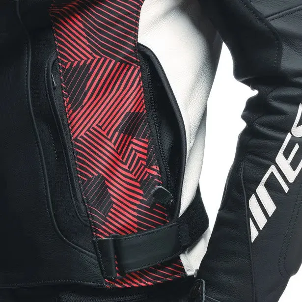 Dainese Avro 5 Leather Jacket Black / Lava Red / White