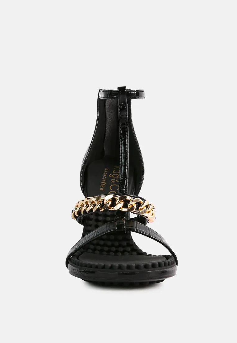 DAKOTA Metal Chain Embellishment Sandals in Black