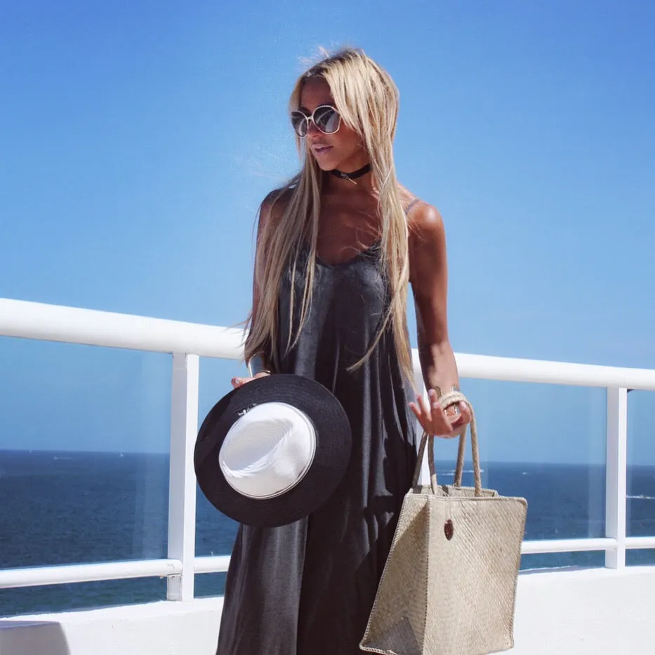 Dark Gray Maxi Dress - The Santorini