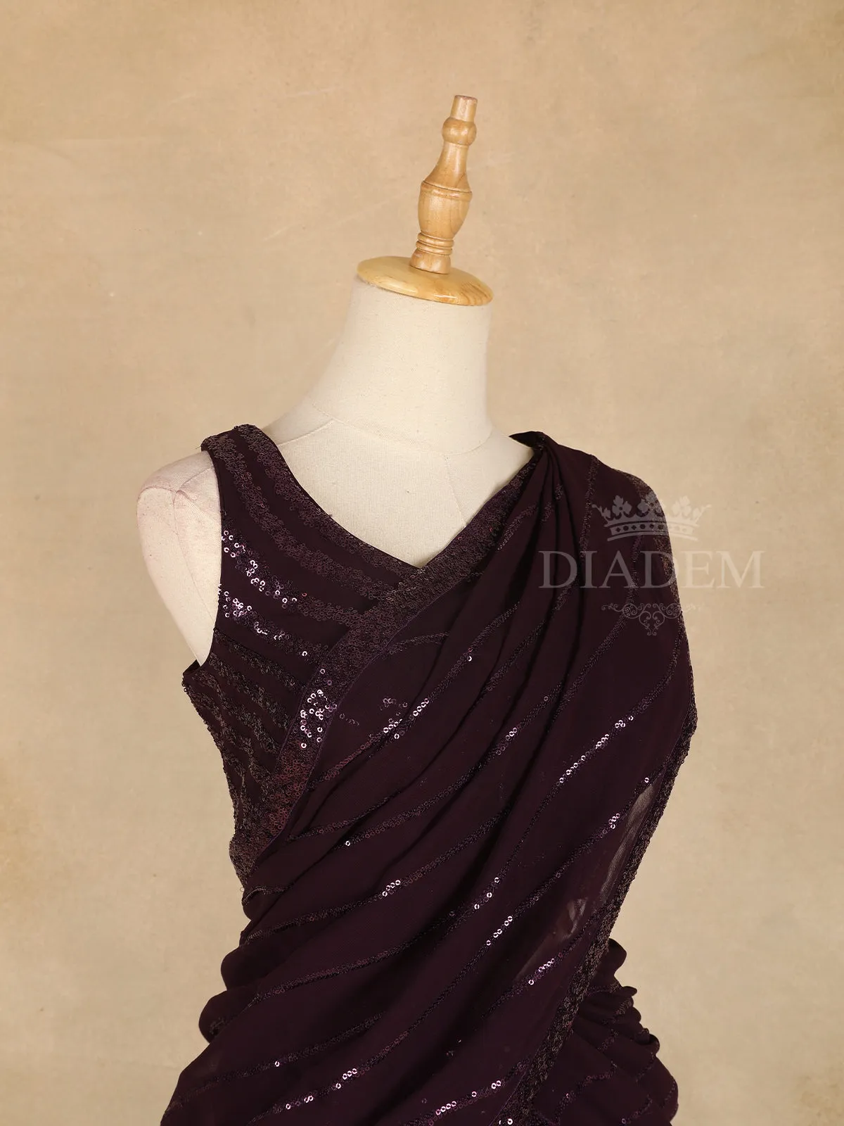 Dark Purple Lehenga Adorned with Sequin Designs, with Matching Dupatta