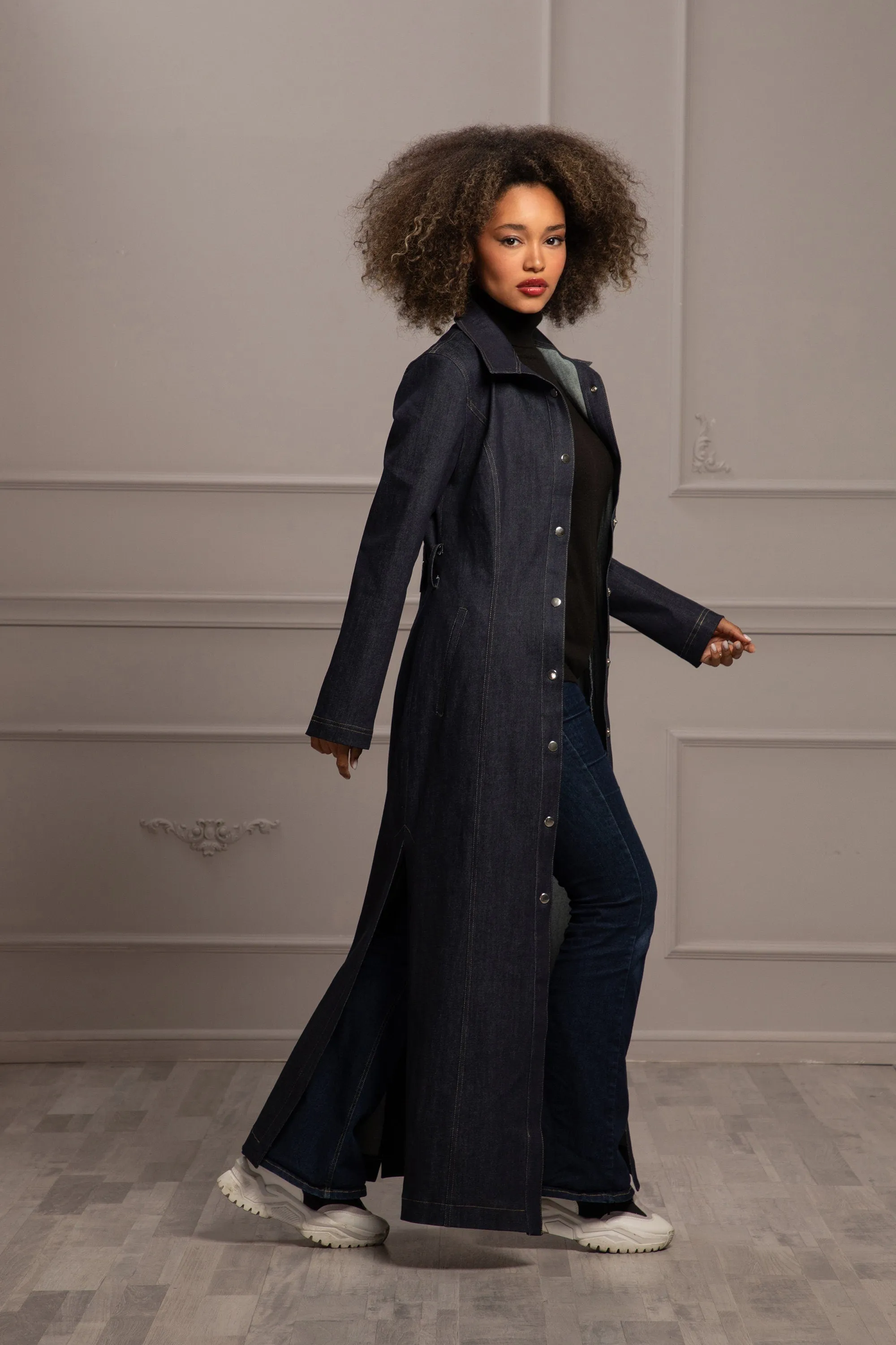 DENIM TRENCH COAT