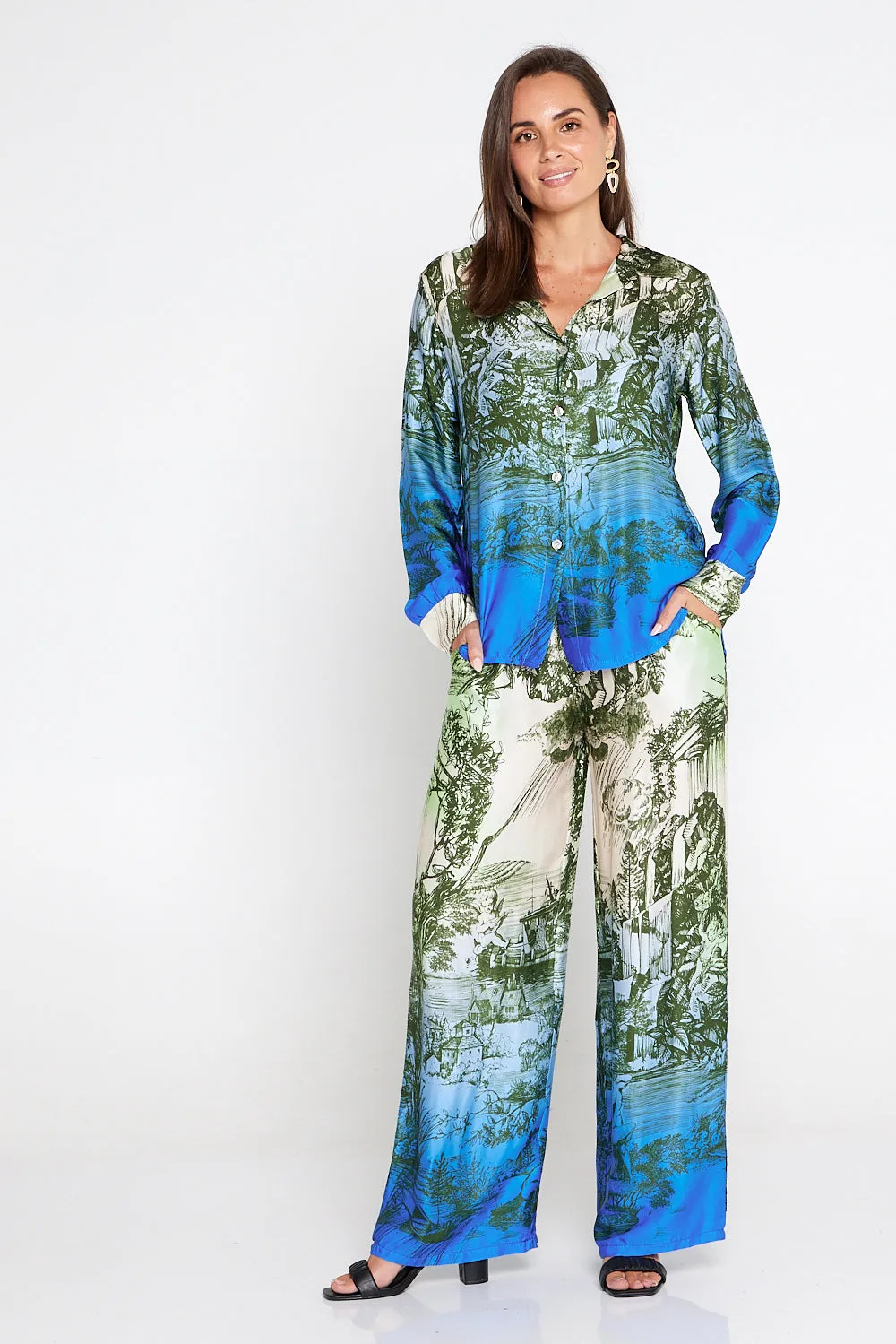 Dimitra Satin Pants - Rhea Print