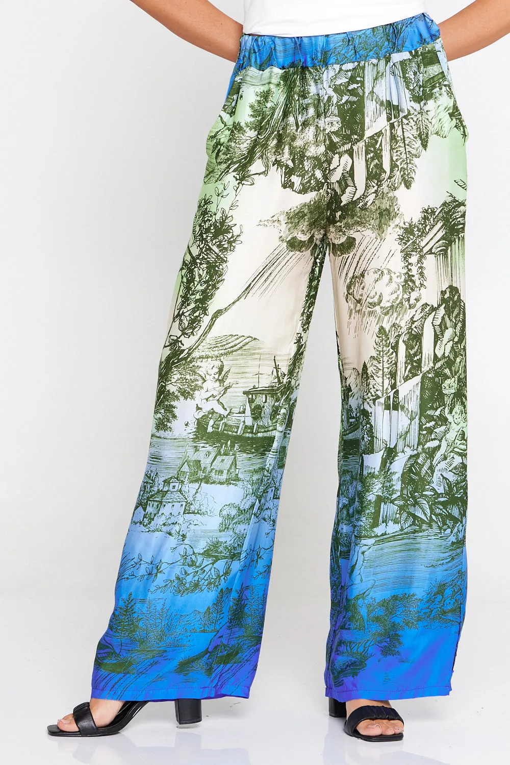 Dimitra Satin Pants - Rhea Print