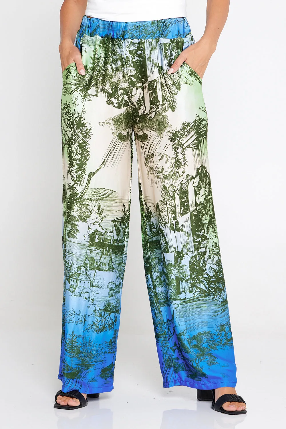 Dimitra Satin Pants - Rhea Print