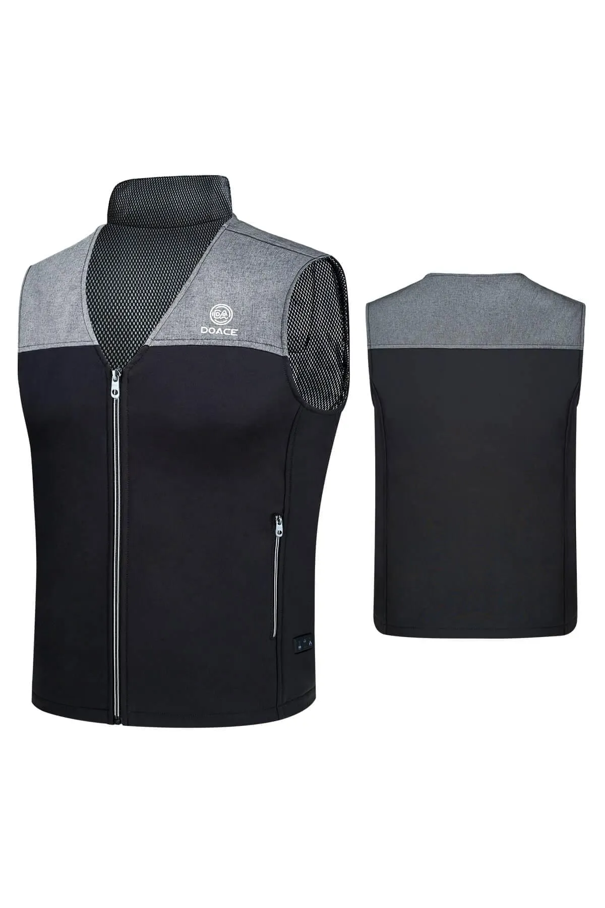 DOACE Wear V-neck heated electric vest-black&grey(Battery not included)