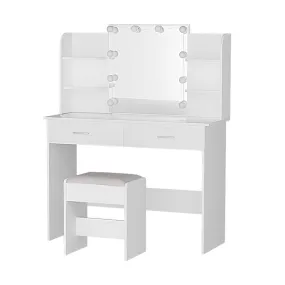 Dulcea LED Dressing Table Makeup Mirror and Stool Set White