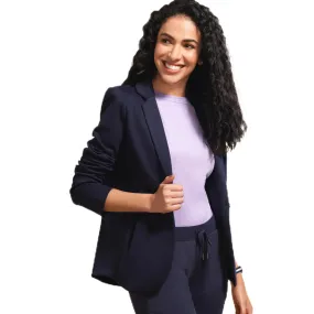 Enamor Athleisure Slim Fit Single breasted One Button Sporty Blazer for Women with 2 Side Zipper Pockets - A903 | Quick Dry & Antimicrobial Finish Blazer (A903_Navy_XXL)