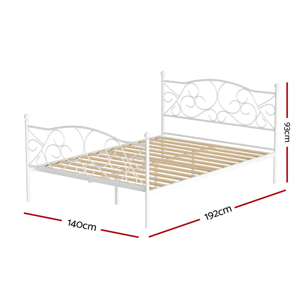 Enhanced Double Bed Frame, Metal & Wood Slats - Artiss