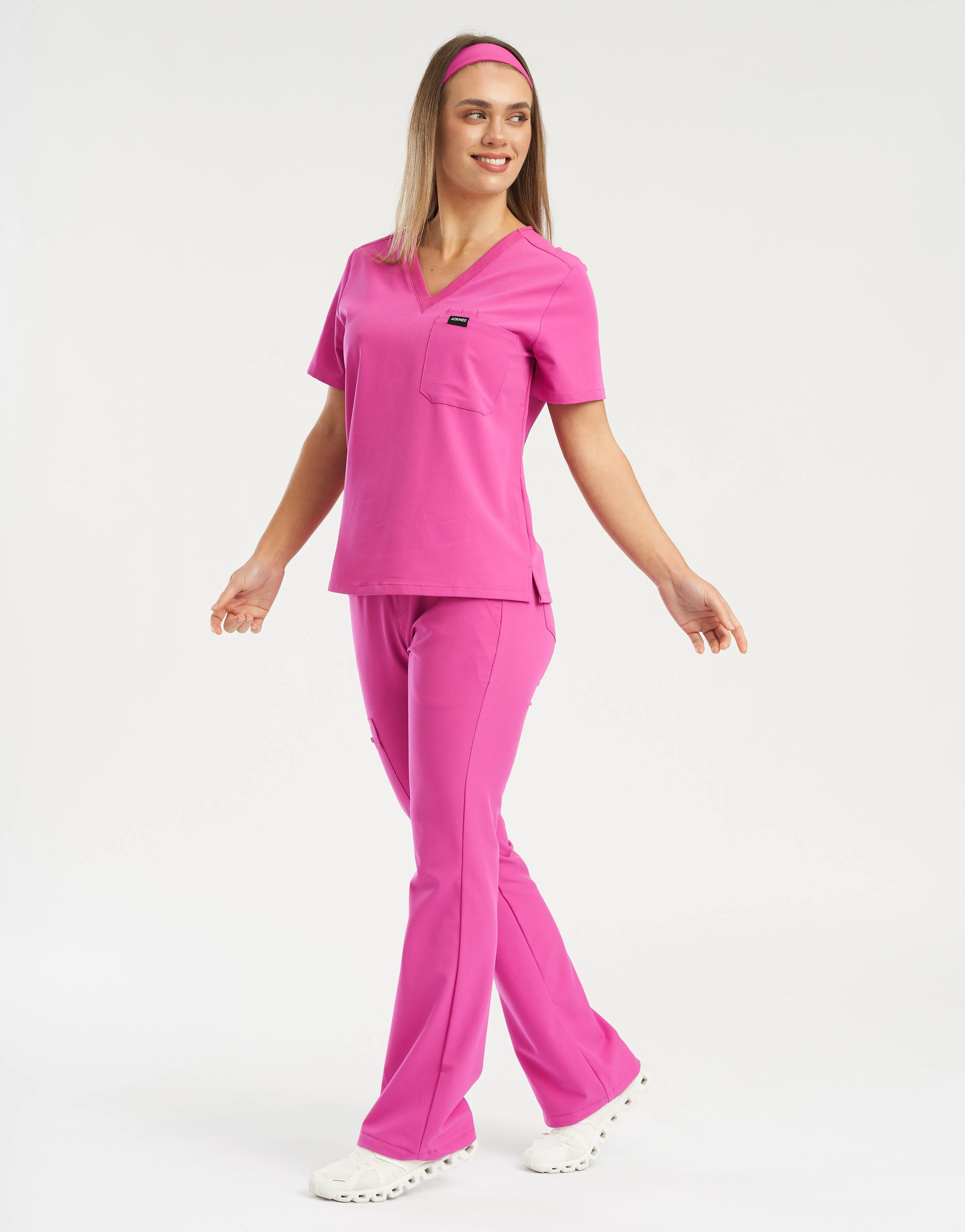 Essential Flare Scrub Pants - Just Pink