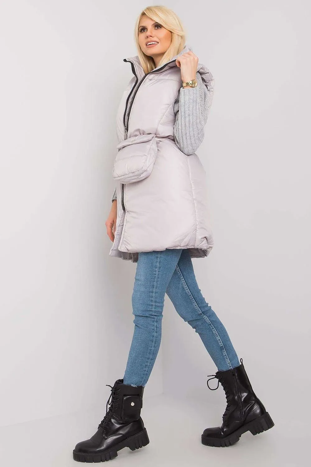 Ex Moda Long Puffer Vest With Fanny Pack