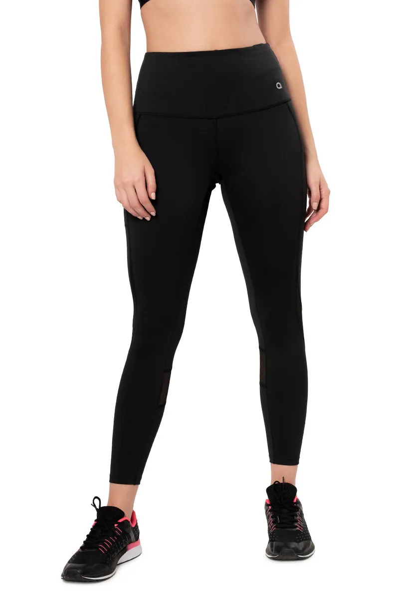 Flaunt Panelled High Rise Active Leggings - Jet Black