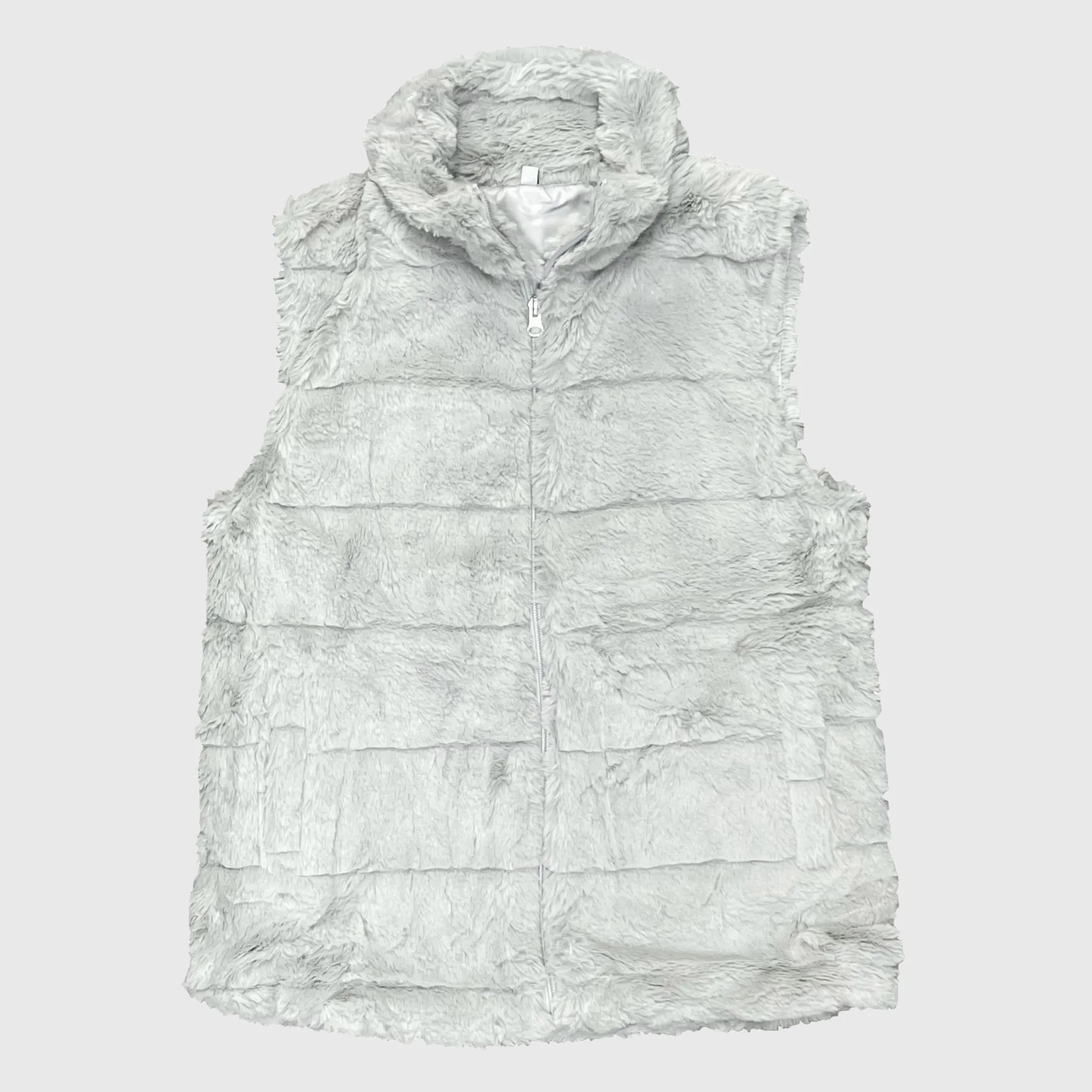 Fluffy Gray Sherpa Vest Women