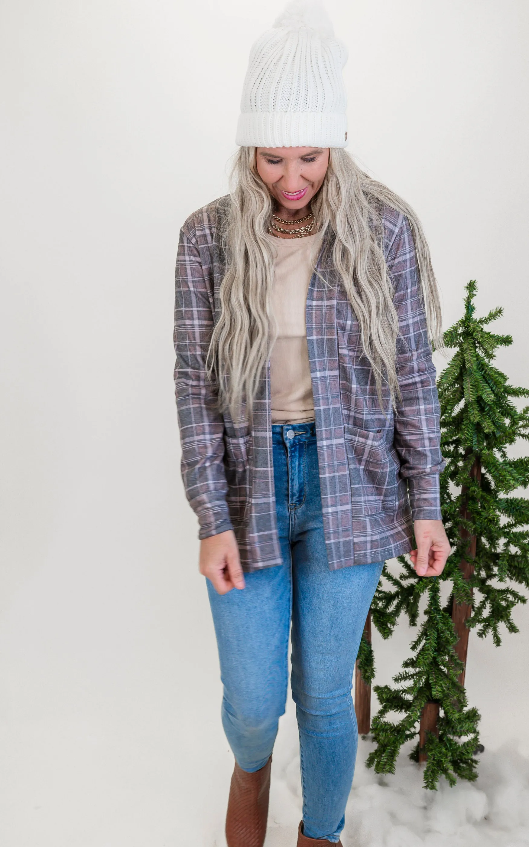 Forever Favorite Plaid Cardigan in Charcoal Brown #5 | Salty Wave**Start Ship Date: Nov 29th*DEAL