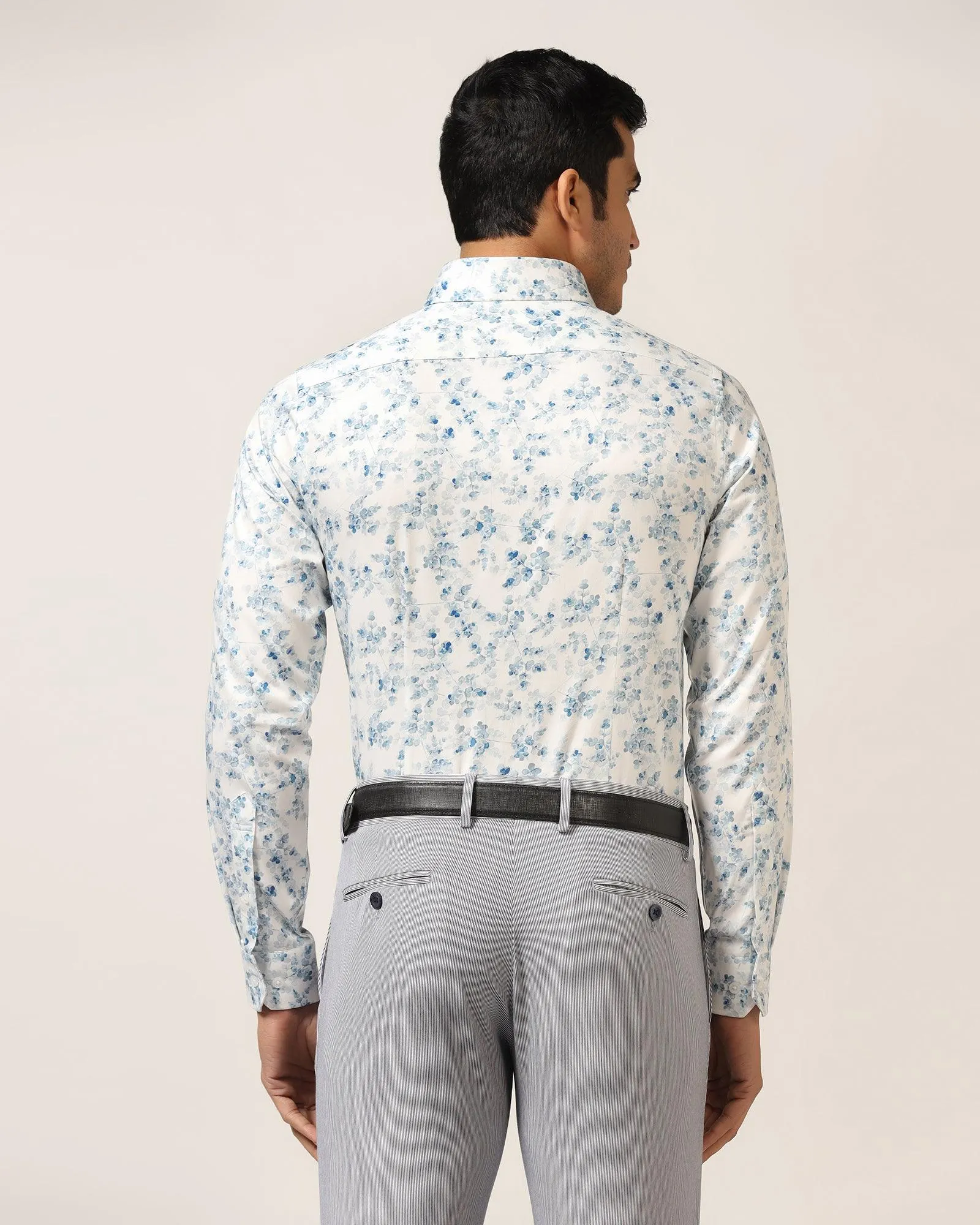 Formal Blue Printed Shirt - Botanic