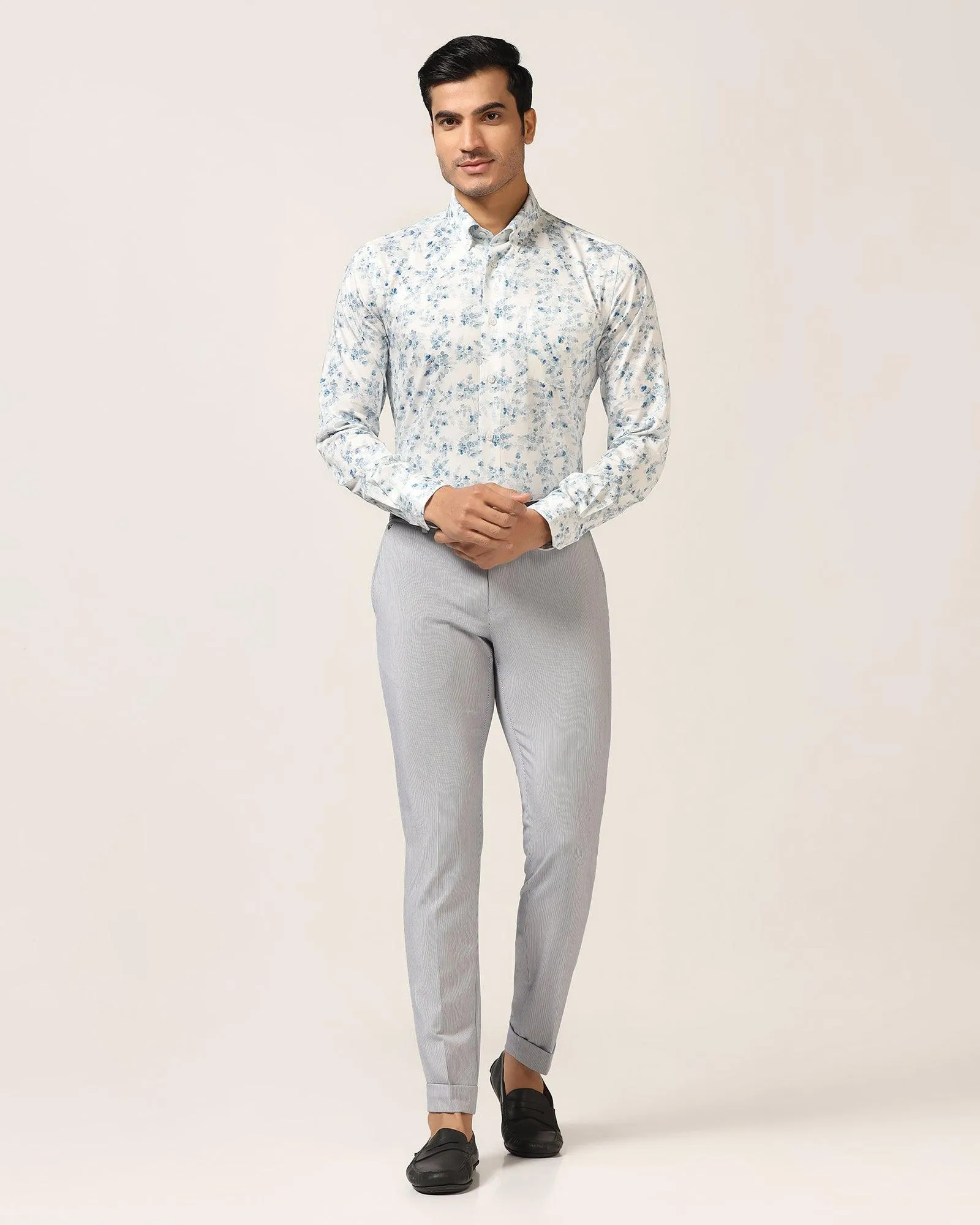 Formal Blue Printed Shirt - Botanic