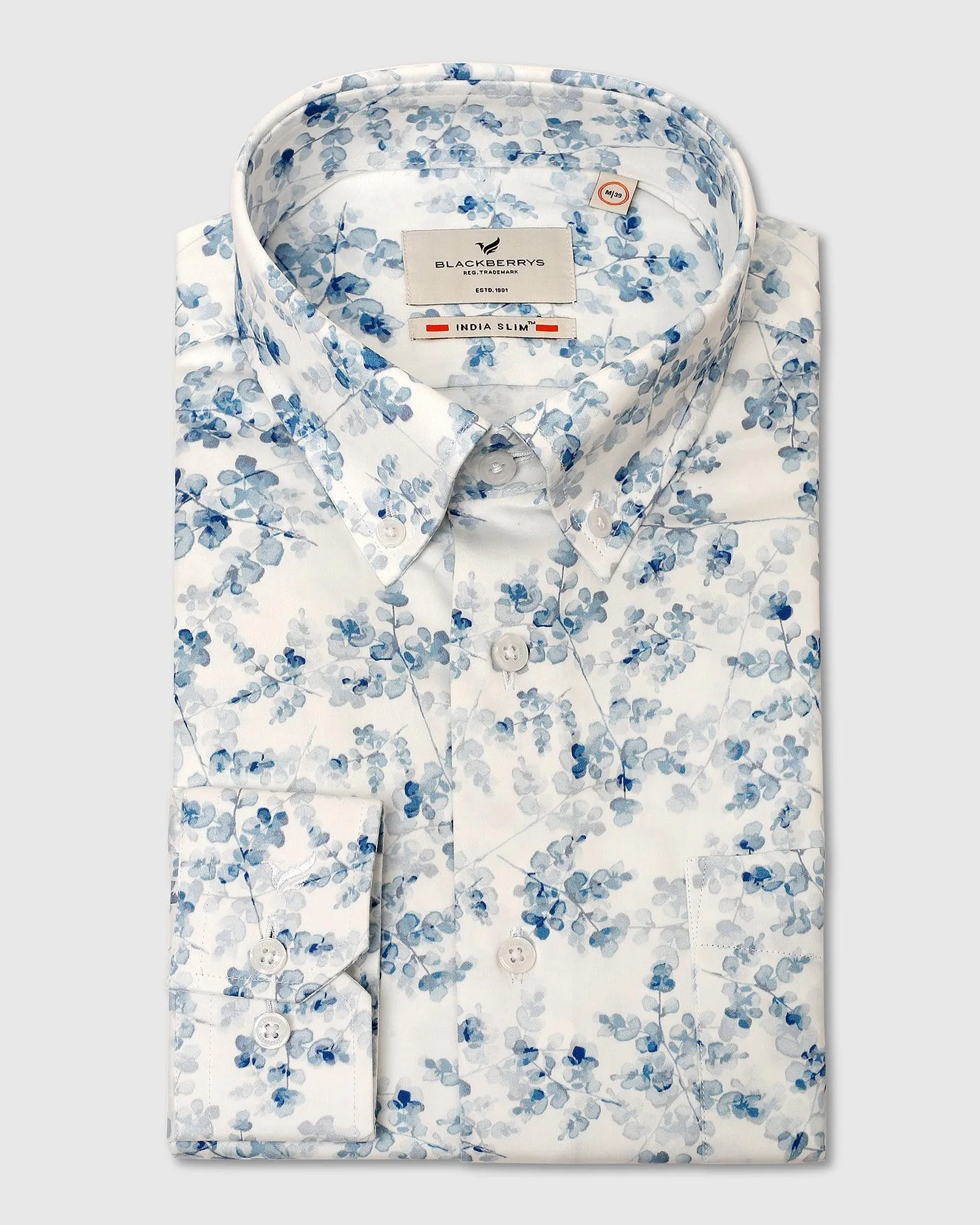 Formal Blue Printed Shirt - Botanic