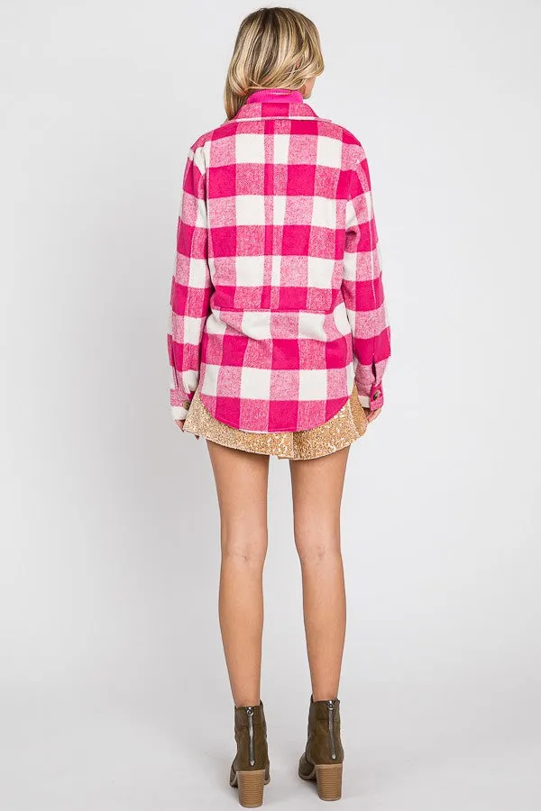 Fuchsia Plaid Flannel Shacket