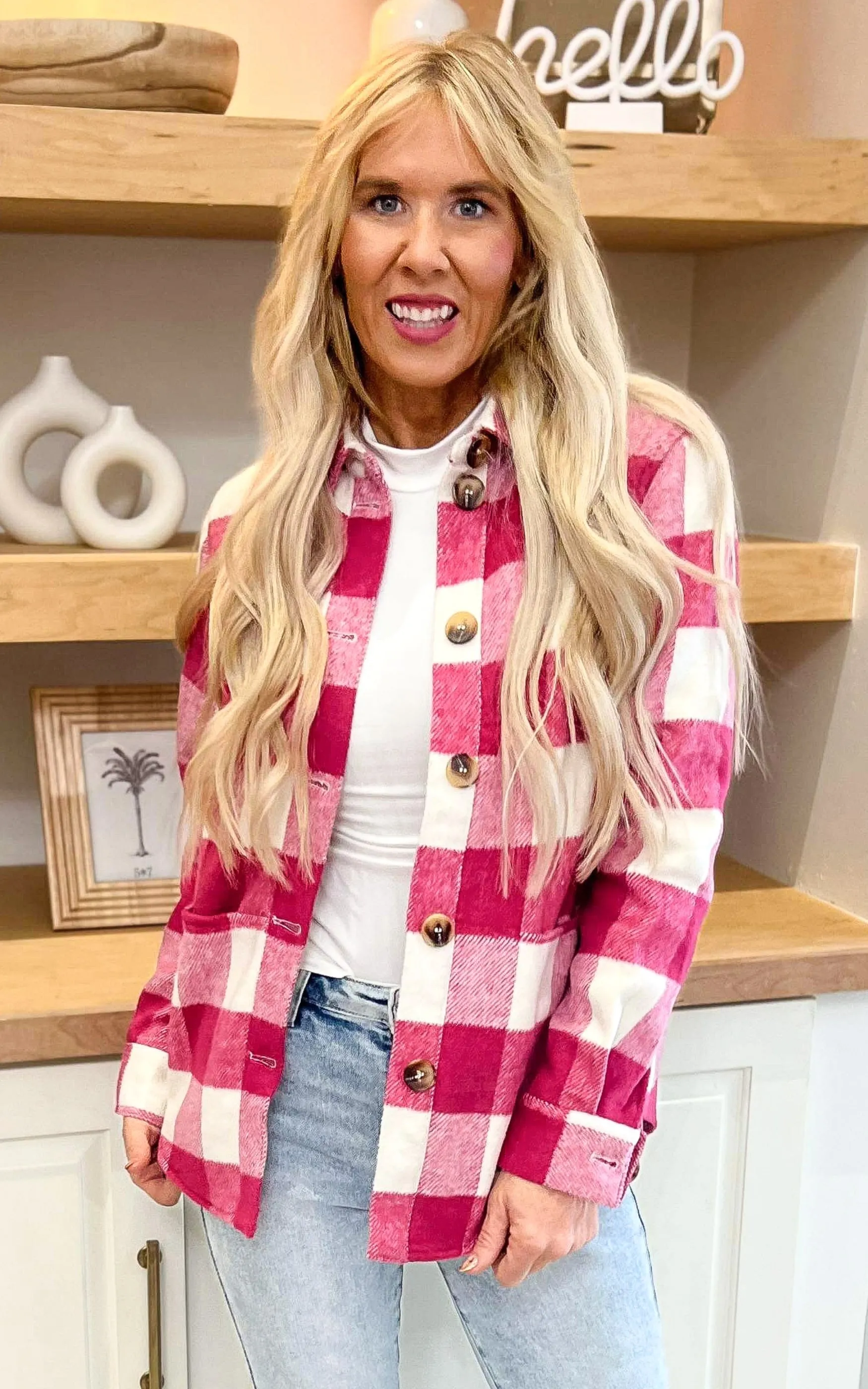 Fuchsia Plaid Flannel Shacket