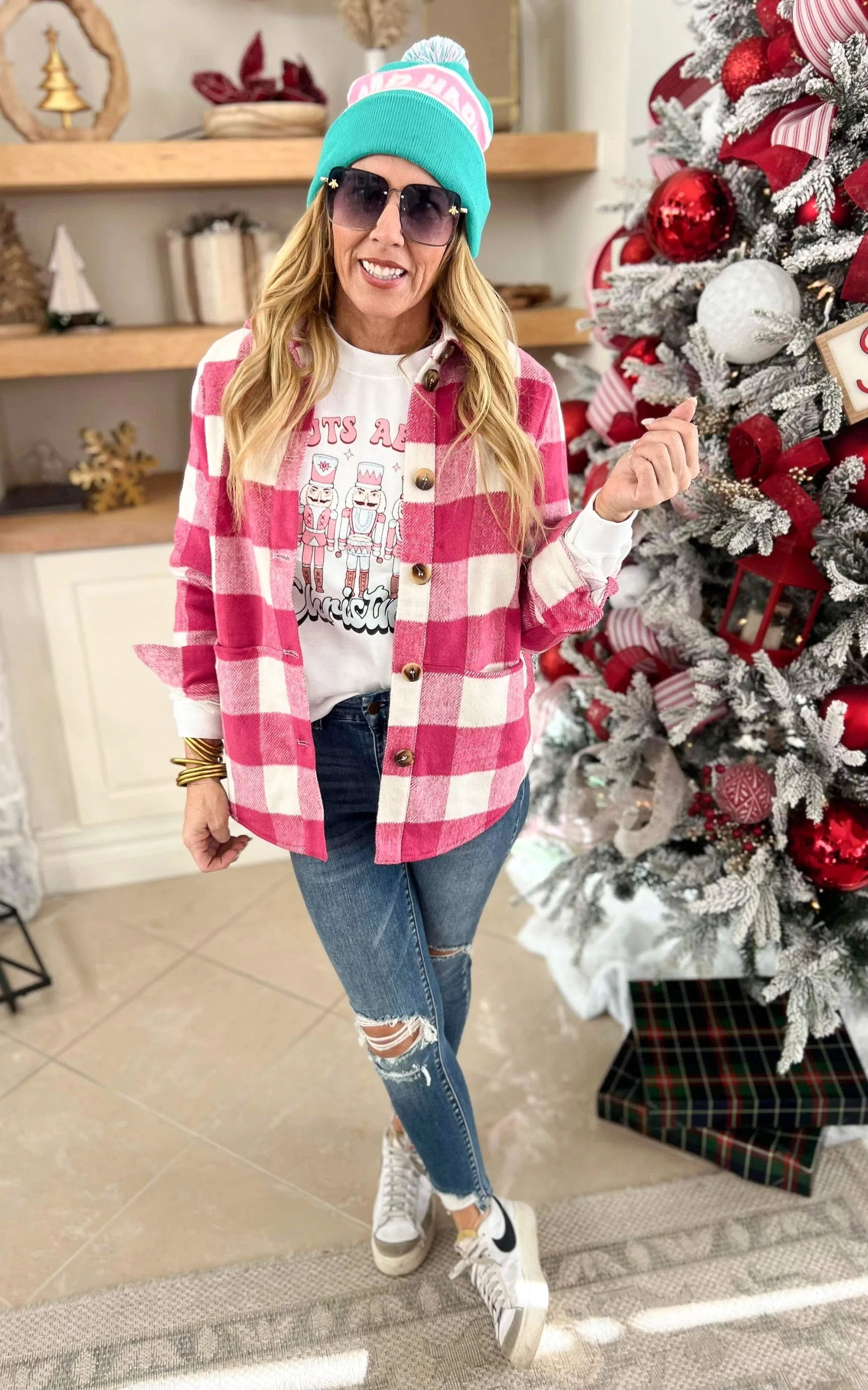 Fuchsia Plaid Flannel Shacket