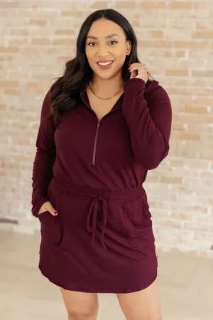 Getting Out Long Sleeve Hoodie Romper in Maroon - Rae Mode