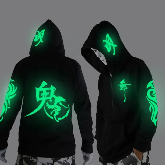 Ghost Step Dance Clothes Drag Step Costume Loose Coat Even Ghost Hoodie Hat Fluorescence Serve Men And Women Student Jacket