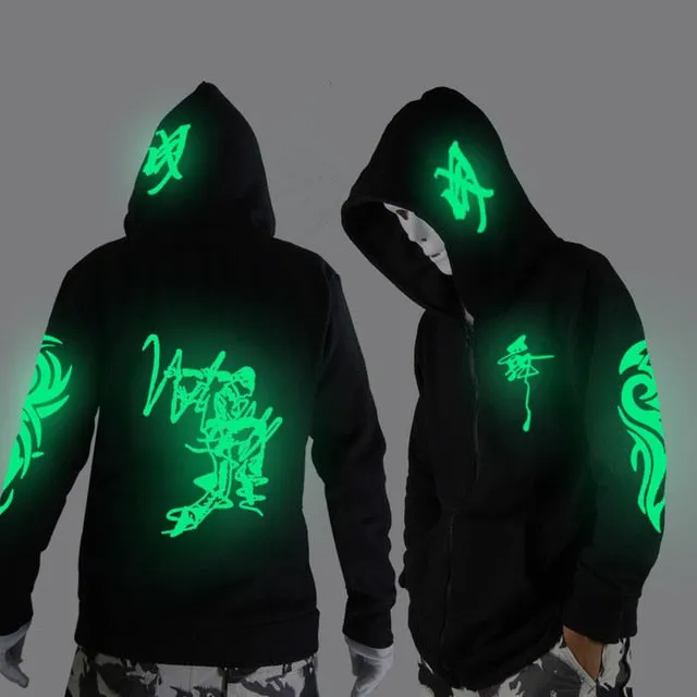 Ghost Step Dance Clothes Drag Step Costume Loose Coat Even Ghost Hoodie Hat Fluorescence Serve Men And Women Student Jacket