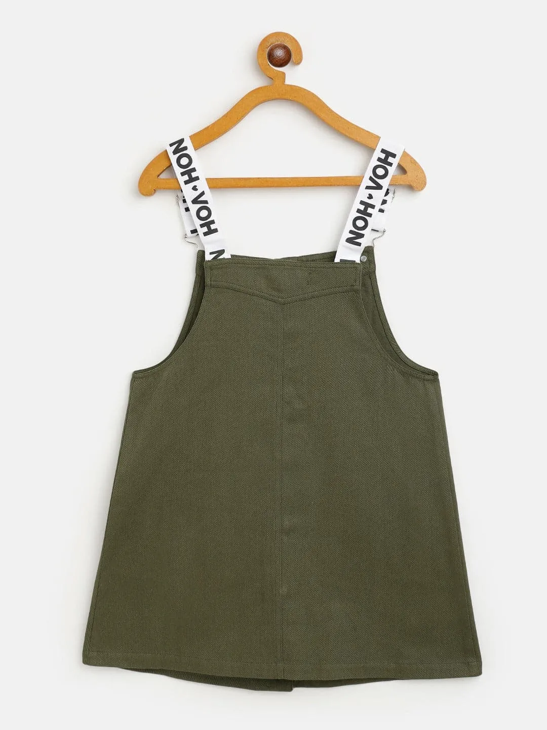 Girls Olive Twill Pinafore Dress