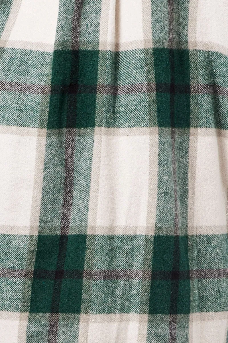 Green Check Longline Check Shacket