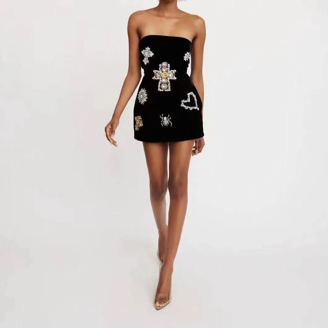 Gretchen Strapless Crystal Embellished Mini Dress