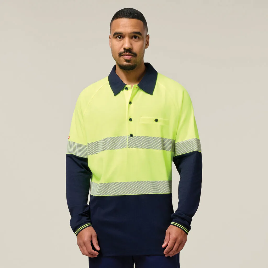 Hard Yakka Core Hi-Vis 2 Tone Taped Vented Long Sleeve Polo (Y11379)