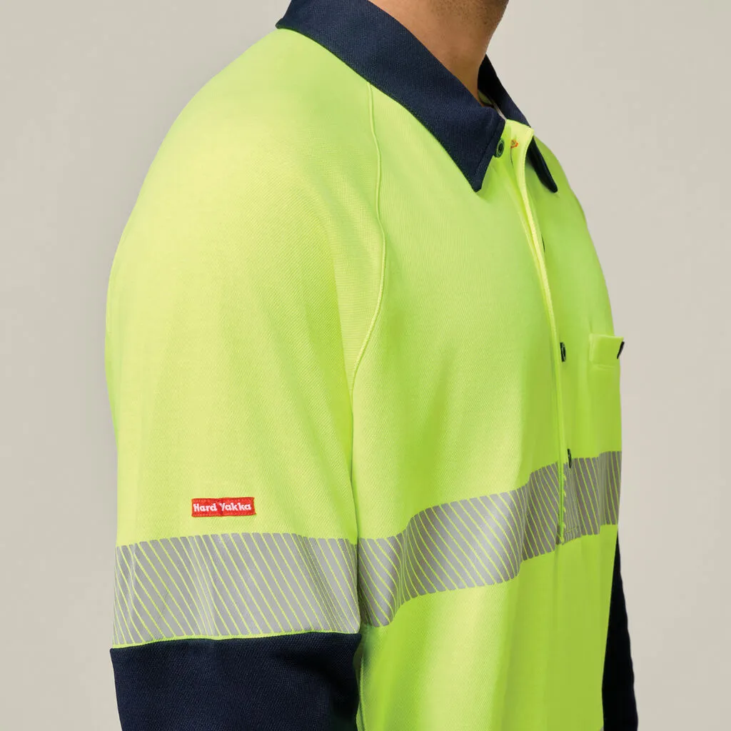 Hard Yakka Core Hi-Vis 2 Tone Taped Vented Long Sleeve Polo (Y11379)