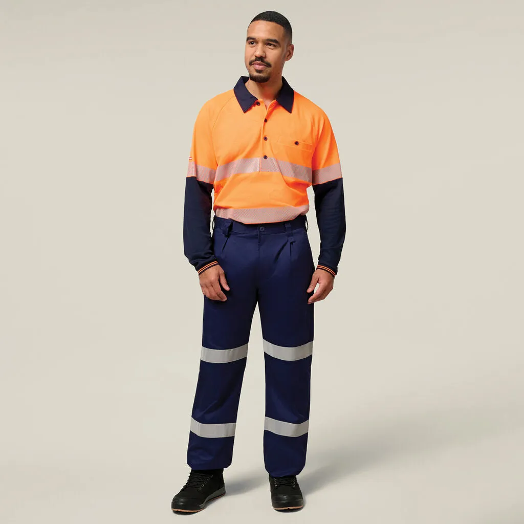 Hard Yakka Core Hi-Vis 2 Tone Taped Vented Long Sleeve Polo (Y11379)