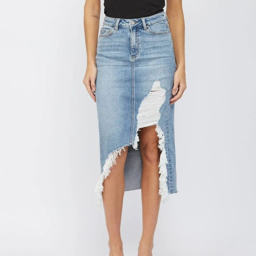 High Waisted Denim Skirt